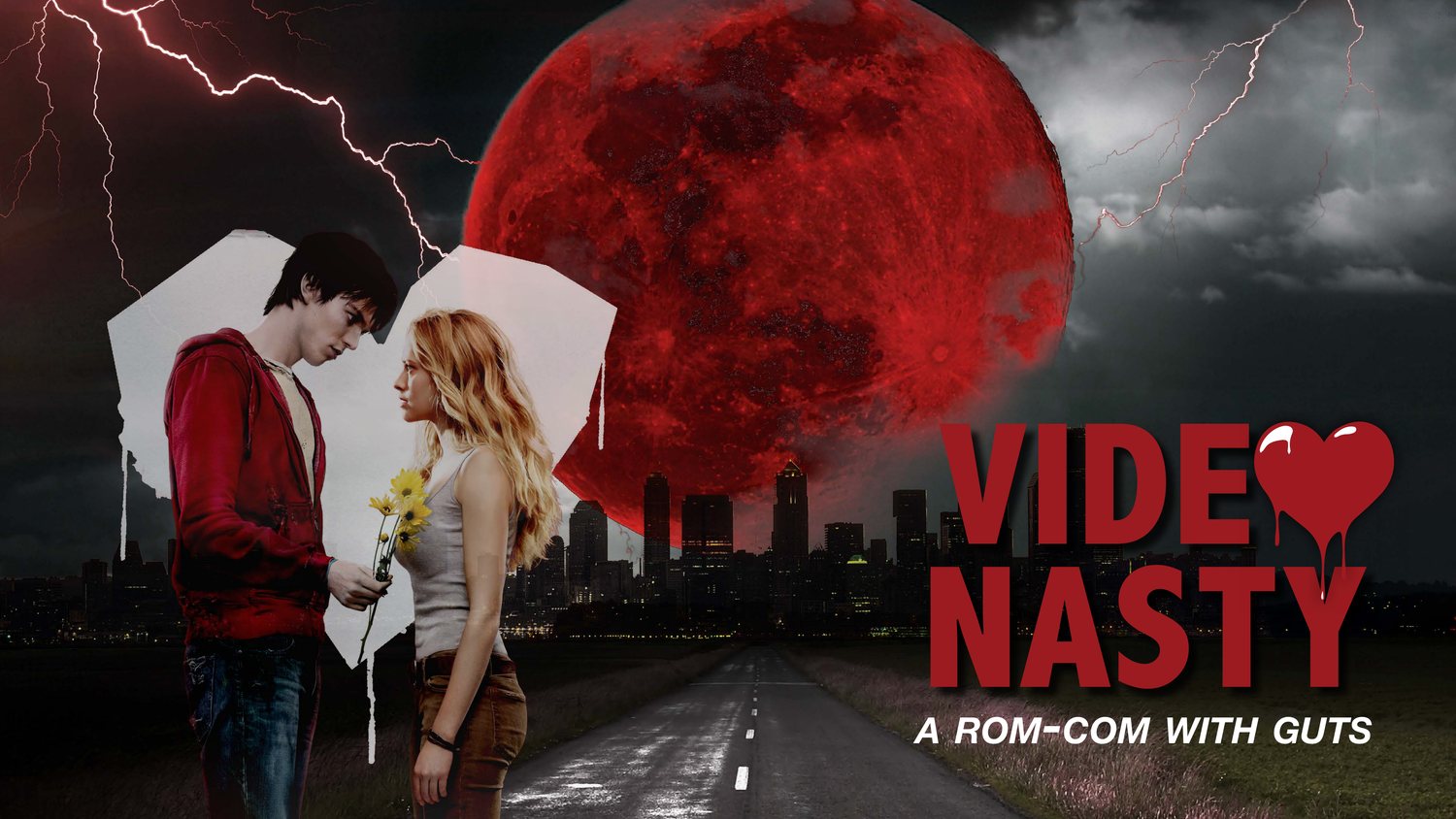 Video Nasty pitch deck cover with red moon and road